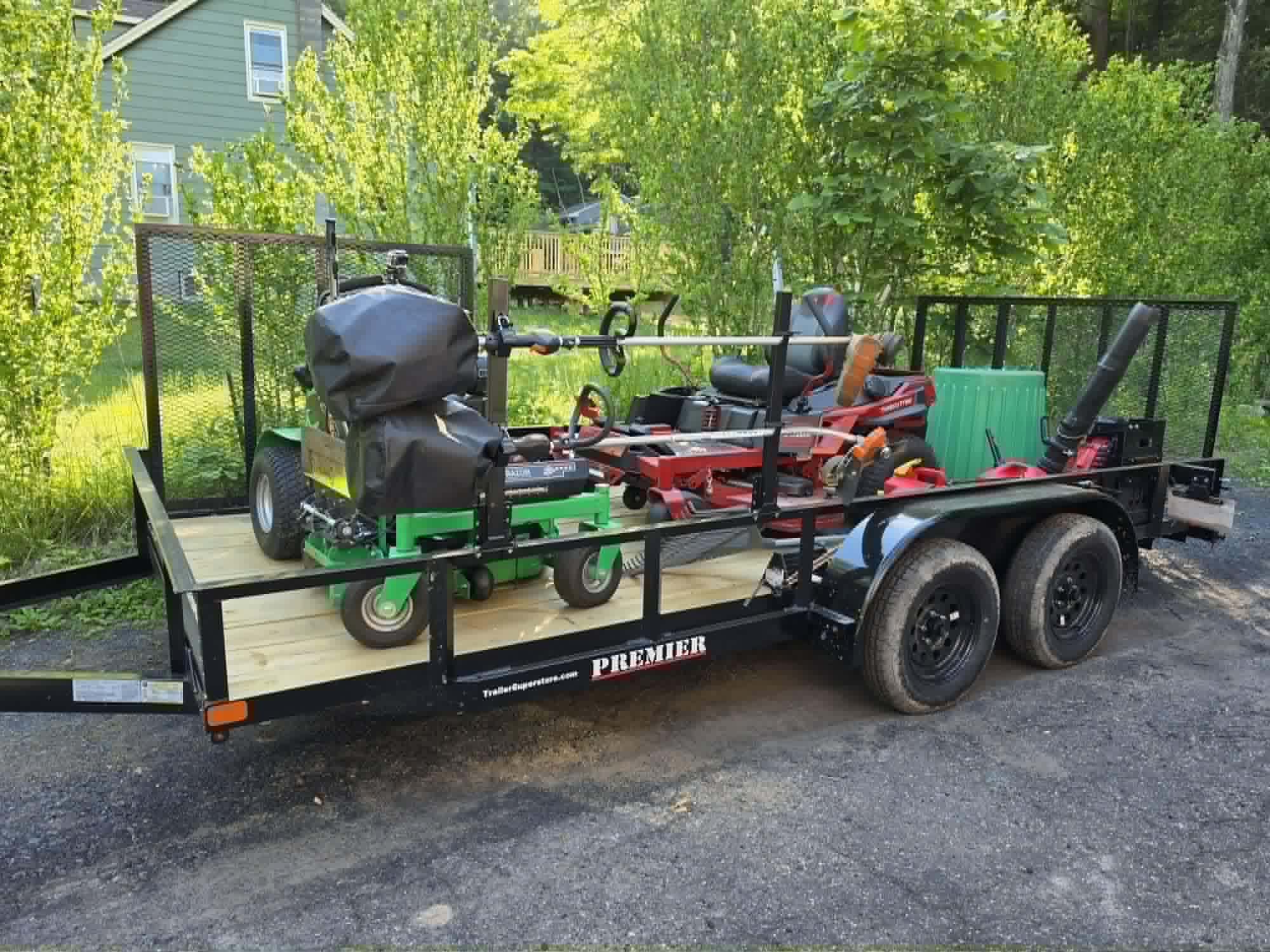 Premier landscape trailer ready for contractor work